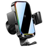 Автодержатель с БЗУ Baseus Halo Electric Wireless Charging Car Mount 15W (SUDD000001) Black