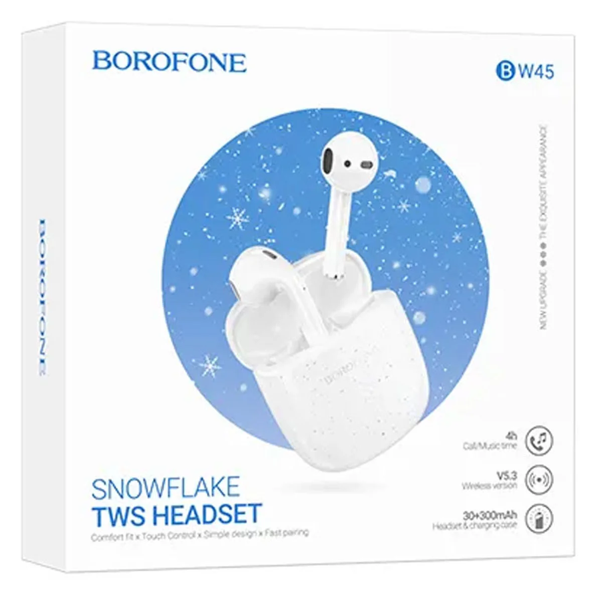 Беспроводные TWS наушники BOROFONE BW45 Snow white