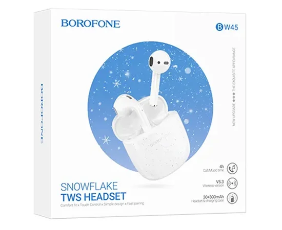 Беспроводные TWS наушники BOROFONE BW45 Snow white
