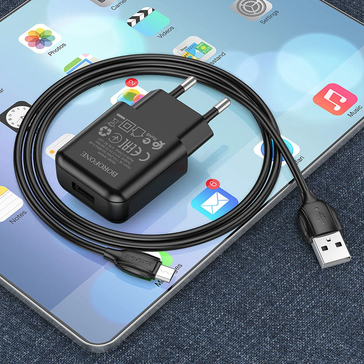 СЗУ Borofone BA64A Single port + MicroUSB Чорний