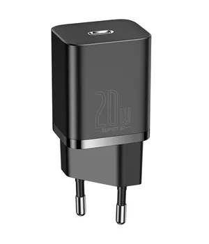 СЗУ Baseus Super Si Quick Charger 1C 20W + кабель Type-C to Lightning Чорний