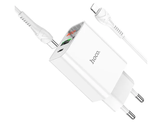 СЗУ HOCO C100A PD20W+QC3.0 + Type-C to Lightning White