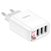 СЗУ Hoco C93A Ease charge 3-port digital display charger Білий