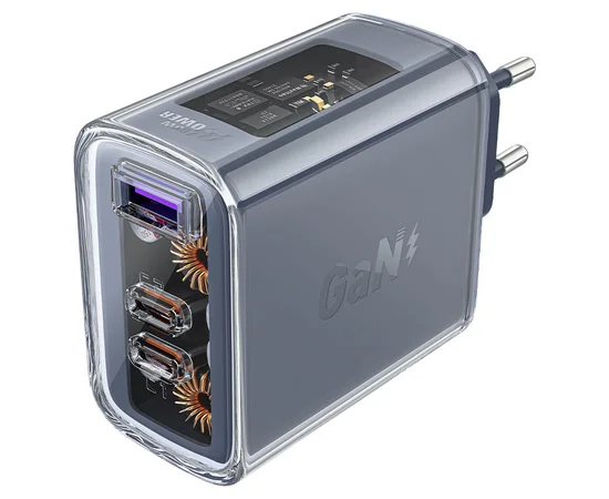 СЗУ Acefast A45 Exploration series PD65W GaN (2*USB-C+USB-A) Mica gray