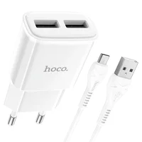 СЗУ HOCO C88A (2USB/2.4A) + MicroUSB Белый
