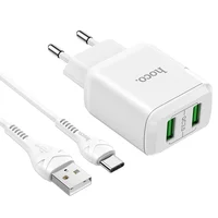 СЗУ HOCO N6 QC3.0 (2USB/3A) + USB - Type-C Белый