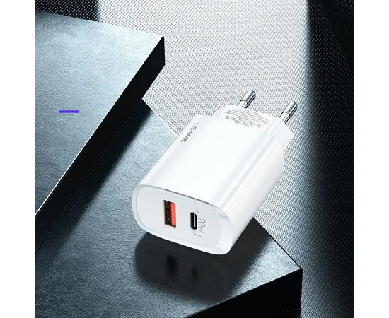 СЗУ Usams US-CC121 T35 QC3.0 + PD3.0 20W Белый