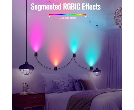Настінна LED лампа RGB Intelligent wall lamp 4 pcs with Bluetooth European plug with app Black