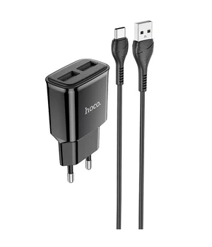 СЗУ HOCO C88A (2USB/2.4A) + Type-C Черный СЗУ HOCO C88A (2USB/2.4A) + Type-C Черный