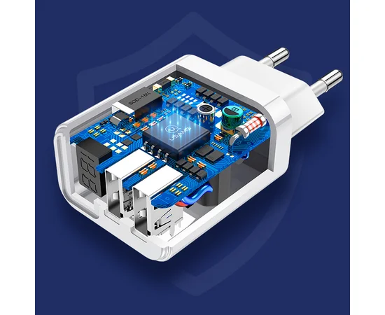 СЗУ USAMS US-CC073 T17 с дисплеем (2USB) Белый