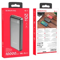 Портативний зарядний пристрій Power Bank BOROFONE BJ19 Incredible PD20W+QC3.0 10000 mAh Чорний