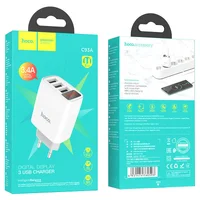 СЗУ Hoco C93A Ease charge 3-port digital display charger Білий