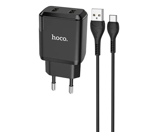 СЗУ HOCO N7 (2USB/2,1A) + USB - Type-C Черный