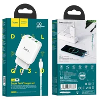 СЗУ HOCO N6 QC3.0 (2USB/3A) + USB - MicroUSB Белый
