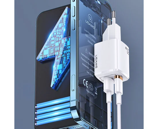 СЗУ Usams US-CC128 T37 Super Si QC3.0 + PD 20W Белый