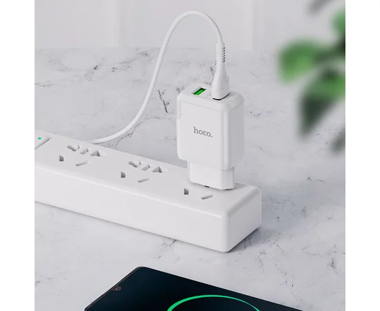 СЗУ HOCO N6 QC3.0 (2USB/3A) + USB - Type-C Белый