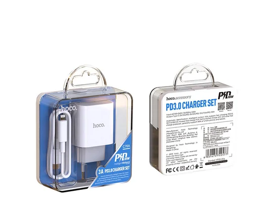 СЗУ Hoco C76A (1USB/3.0A) +lightning Белый
