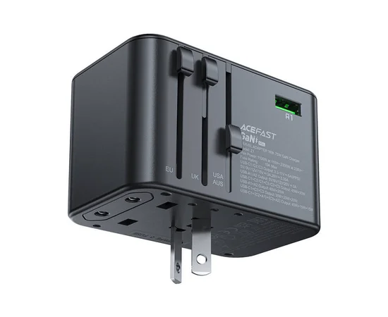 СЗУ Acefast Z1 PD75W GaN (3*USB-C+2*USB-A) Black gray
