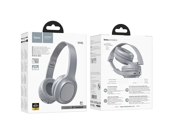 Накладные беспроводные наушники Hoco W46 Charm Light blue gray