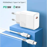 СЗУ Borofone BA77A PD30W+QC3.0 + Type-C + Type-C White