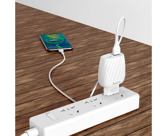 СЗУ Hoco C78A (2USB/2.4A) + microUSB Белый