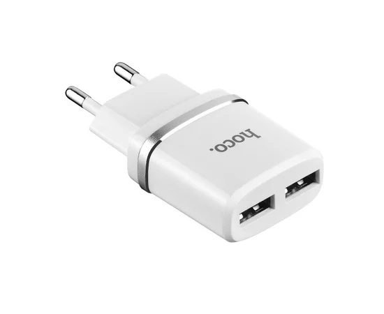 СЗУ Hoco C12 Charger + Cable Lightning 2.4A 2USB Белый