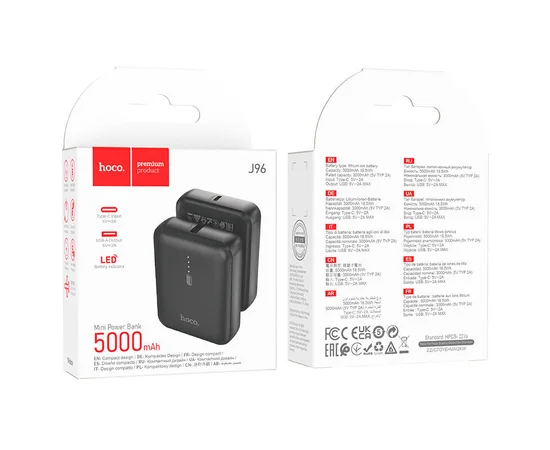 Портативное зарядное устройство Power Bank Hoco J96 Strider 5000 mAh Black