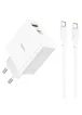 СЗУ Hoco C113A Awesome PD65W (1USB/1Type-C) + Type-C to Type-C White