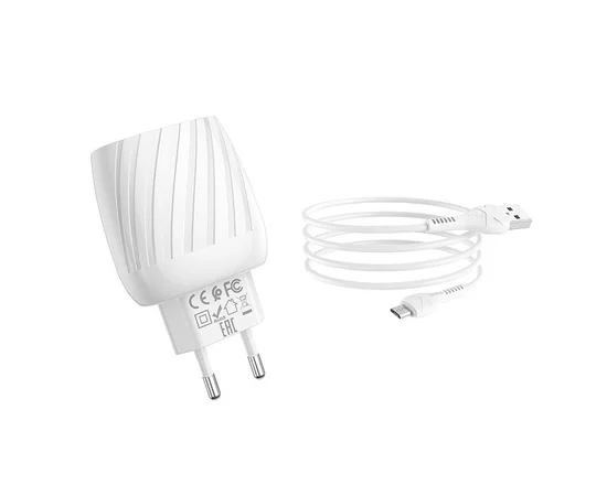 СЗУ Hoco C78A (2USB/2.4A) + microUSB Белый