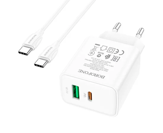 СЗУ Borofone BA67A PD20W+QC3.0 + Type-C + Type-C Белый