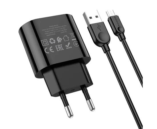 СЗУ Borofone BA63A Richy + MicroUSB Черный