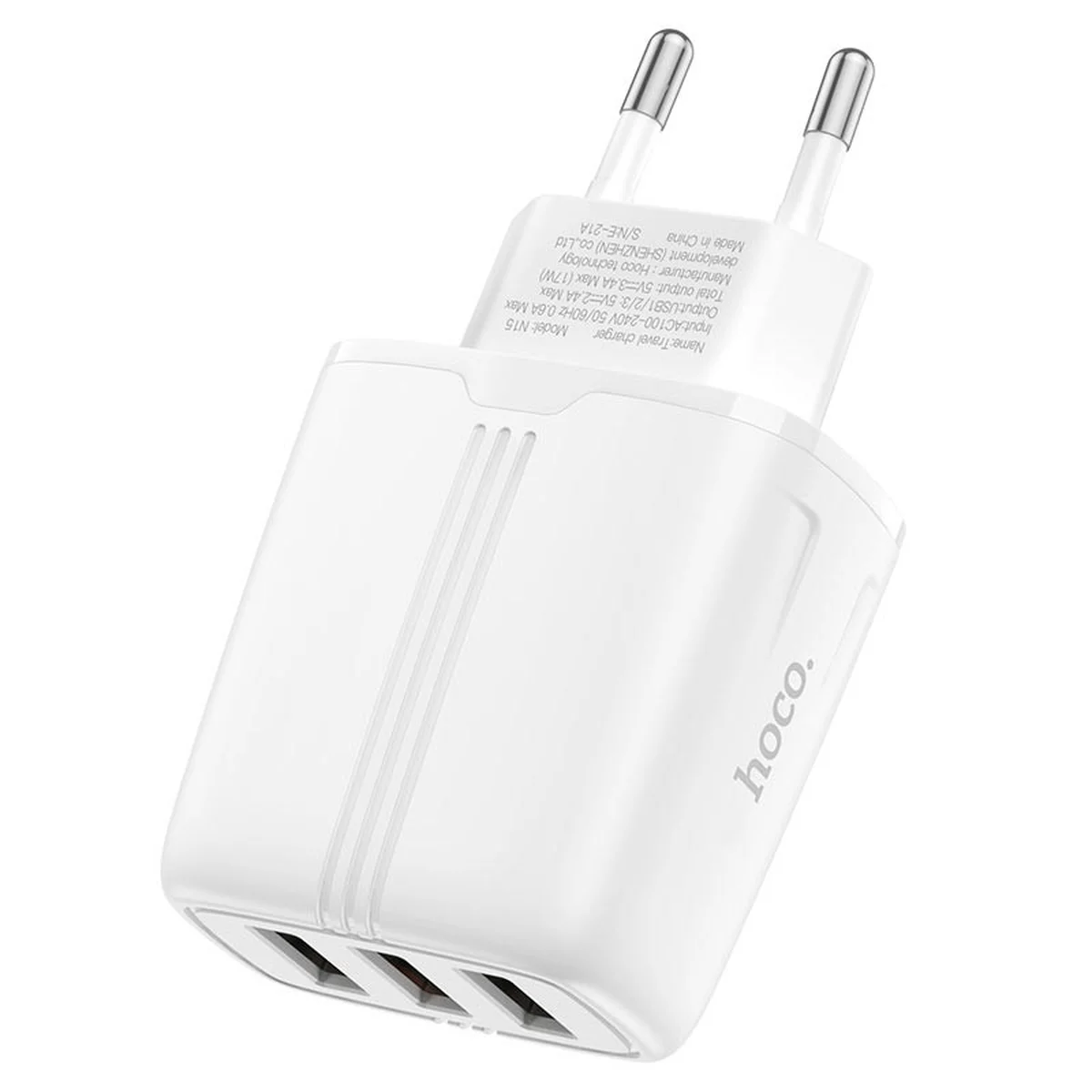 СЗУ Hoco N15 (3USB/2.4A/17W) Білий