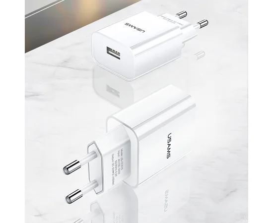 СЗУ USAMS US-CC075 T18 Single USB Travel Charger (EU) Белый