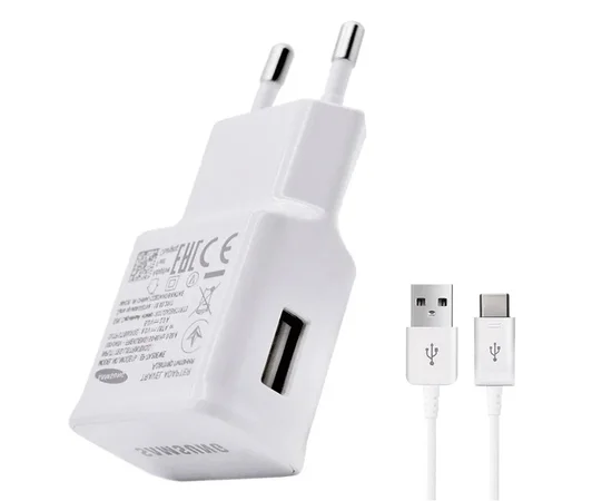 СЗУ Samsung Travel Adapter (2A/15W) + кабель USB to Type-C, в упак. Белый