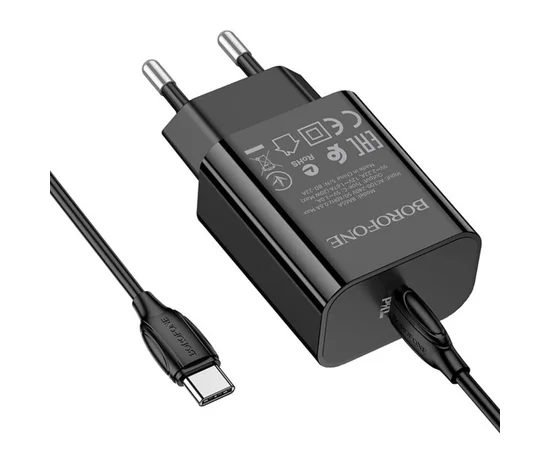СЗУ Borofone BA65A Single port PD20W + Type-C + Type-C Черный