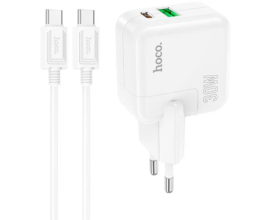 СЗУ Hoco C111A PD 30W+QC3.0 Type-C to Type-C White