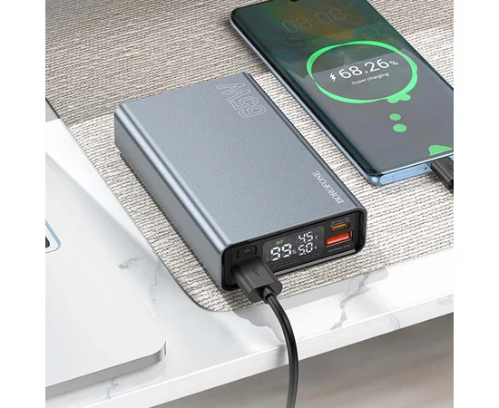 Портативное зарядное устройство Power Bank BOROFONE BJ40 Happy way 65W 15 000 mAh Metal gray