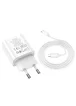 СЗУ HOCO C80A Plus Rapido PD20W+QC3.0 (1Type-C/1USB) + Type-C to Type-C White