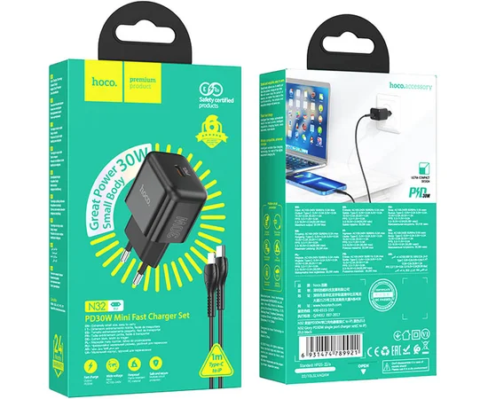 СЗУ Hoco N32 Glory PD30W Type-C to Lightning Black