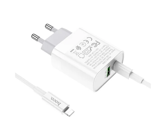СЗУ HOCO C80A PD+QC3.0 (1USB/3.1A) Type-C to lightning Белый