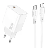 СЗУ Borofone BA77A PD30W+QC3.0 + Type-C + Type-C White