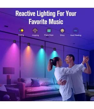 Настінна LED лампа RGB Intelligent wall lamp 4 pcs with Bluetooth European plug with app Black