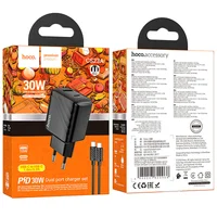 СЗУ Hoco CS23A Sunlight PD30W+QC3.0 + Type-C to Type-C Black