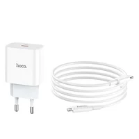 СЗУ Hoco C76A (1USB/PD) + Type-C to lightning Белый
