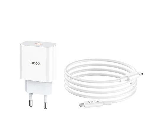 СЗУ Hoco C76A (1USB/PD) + Type-C to lightning Белый