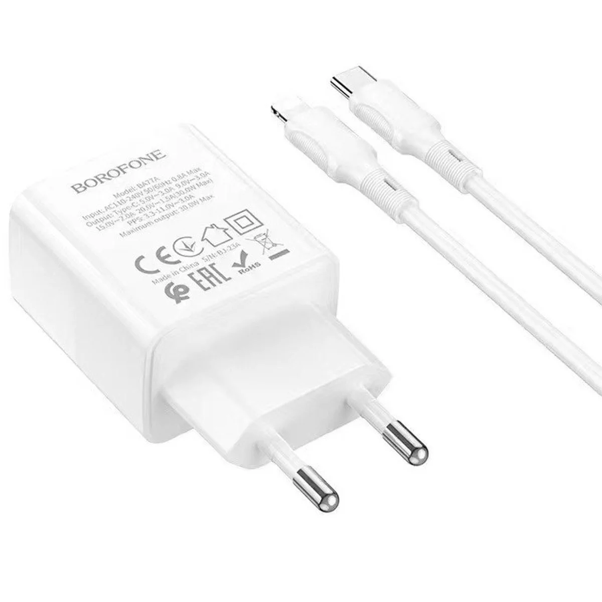 СЗУ Borofone BA77A PD30W+QC3.0 + Type-C + Lightning White