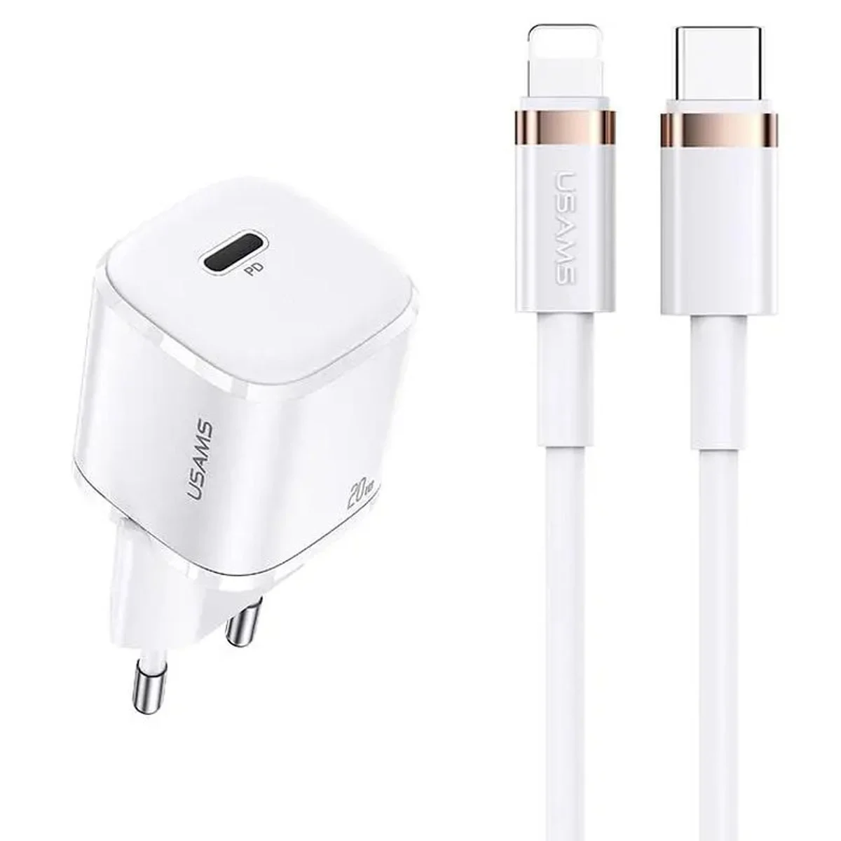 СЗУ Usams US-XFK T36 20W 1C Charger + US-SJ484 U63 20W PD White