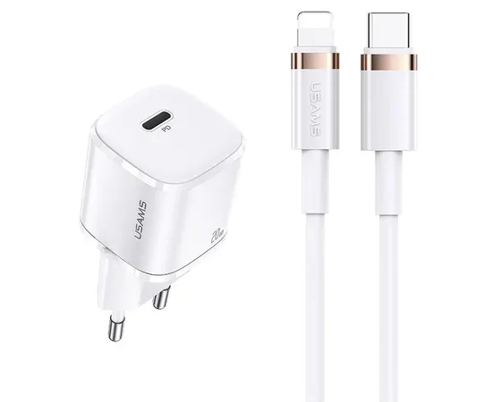СЗУ Usams US-XFK T36 20W 1C Charger + US-SJ484 U63 20W PD White