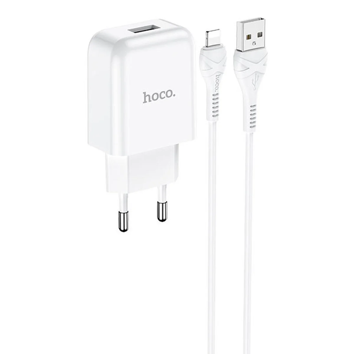 СЗУ HOCO N2 (1USB/2.1A) + USB - Lightning Белый