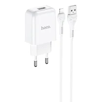 СЗУ HOCO N2 (1USB/2.1A) + USB - Lightning Белый